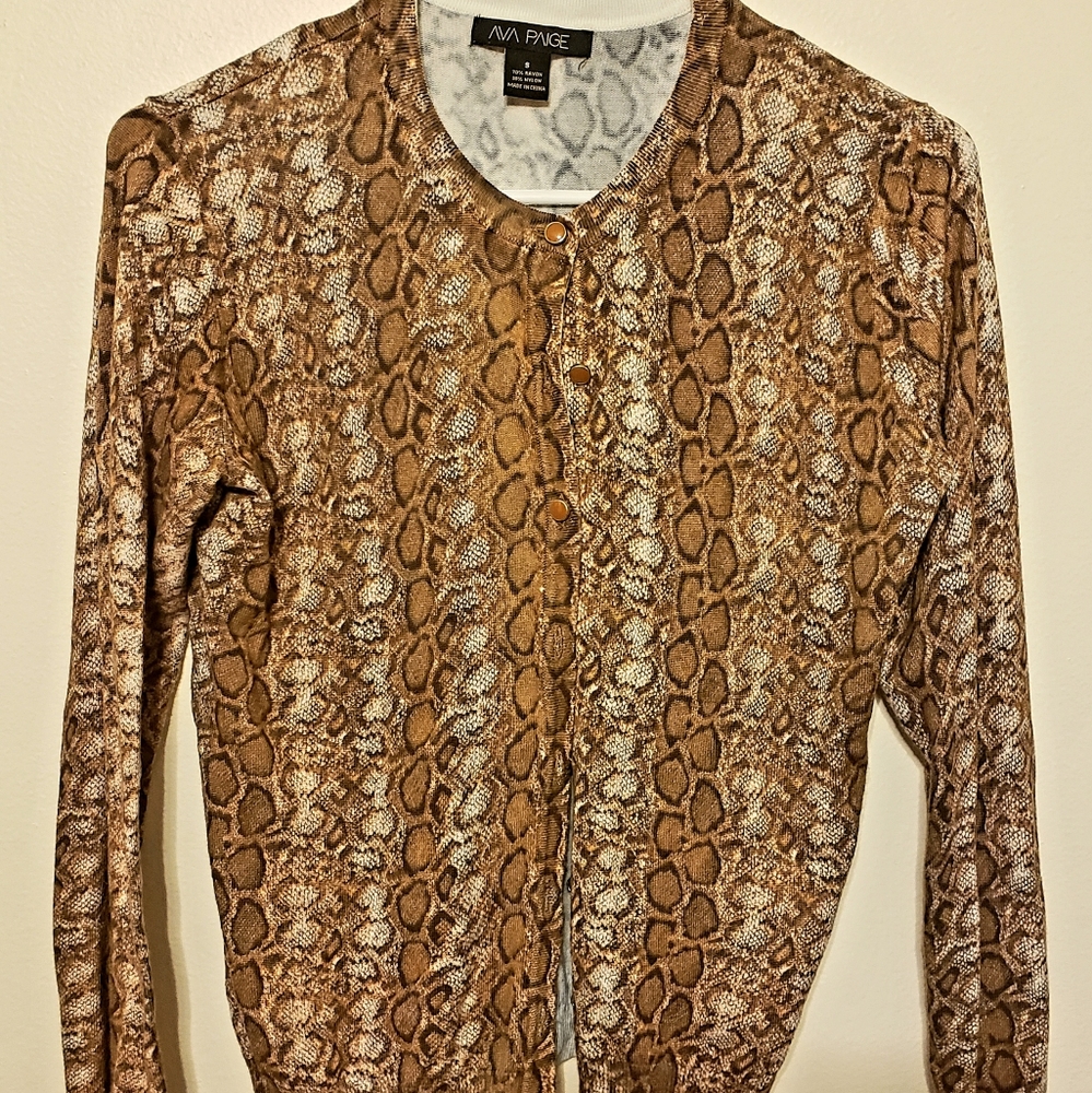 Button Up Snake Print Cardigan - Picture 2 of 2